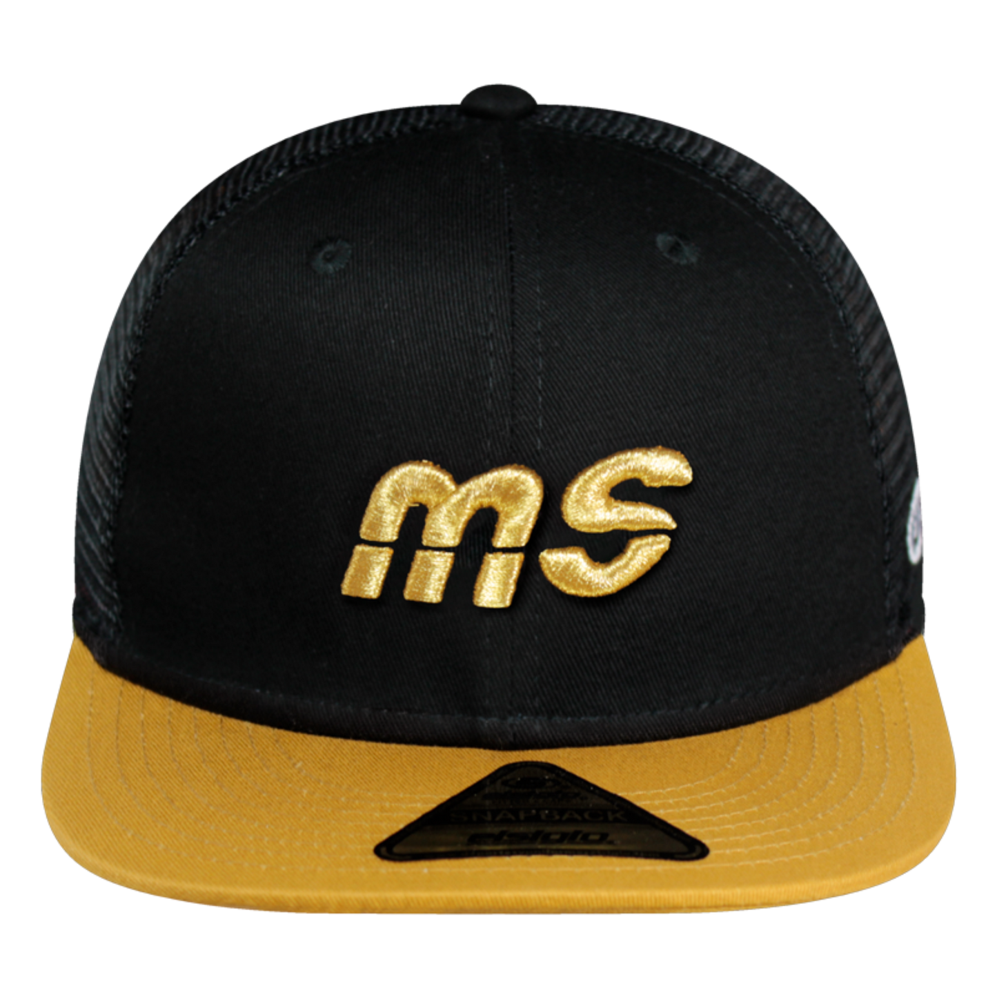 Gorra MS - Snapback Negro Malla Visera Amarilla