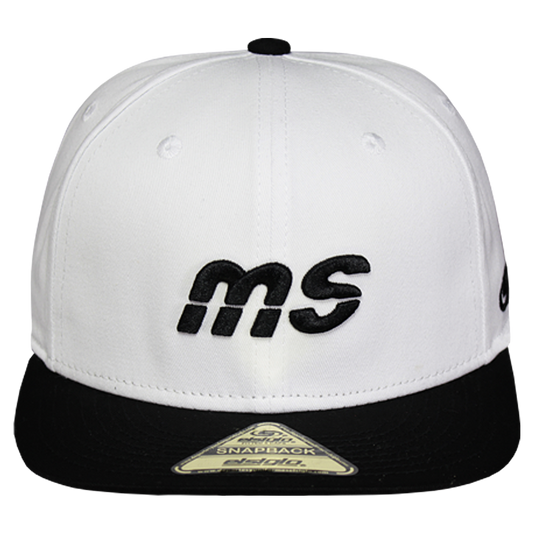 Gorra Banda MS - Snapback Bicolor Blanco Negro Logo Negro