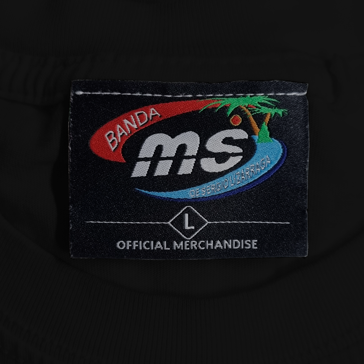 PLAYERA NEGRA TEXTURIZADA CON LOGO CLÁSICO DE SILICONA-BANDA MS